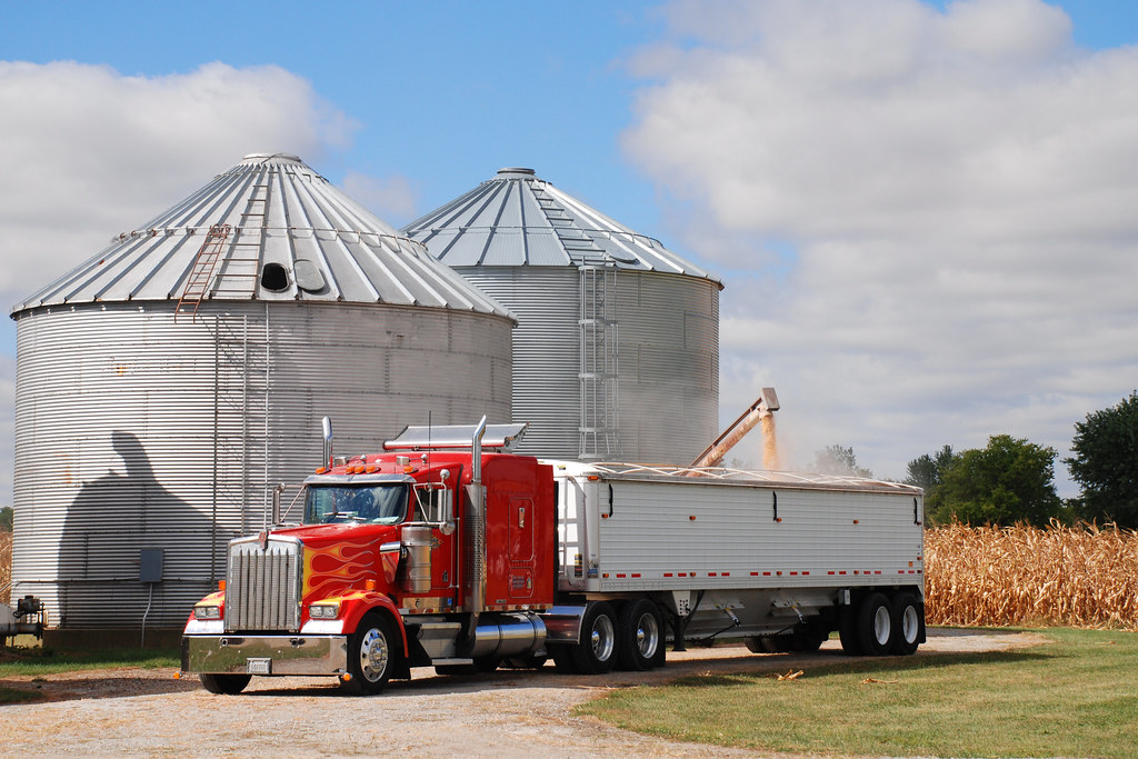 Grain silos tractor trailer